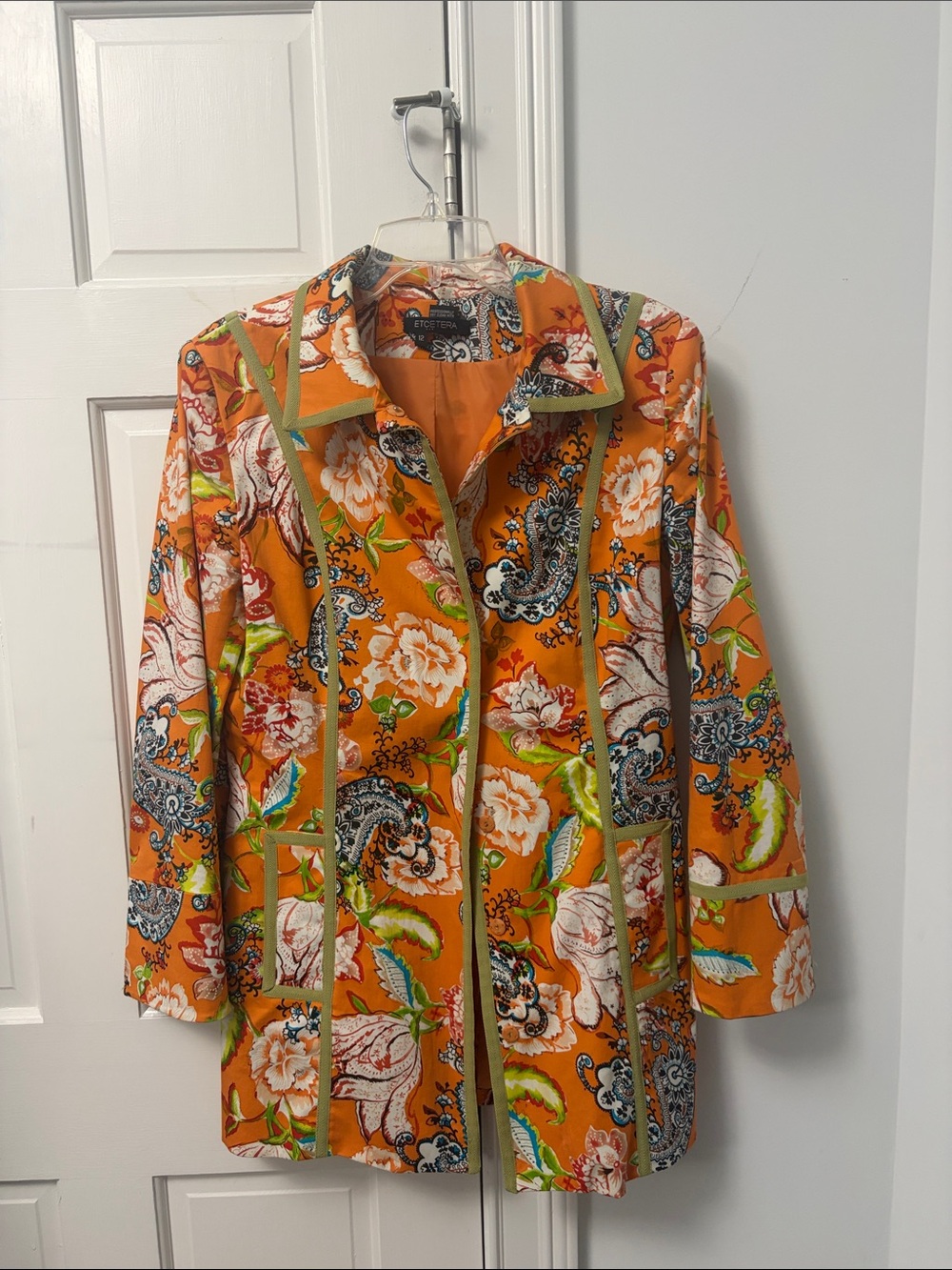 Etcetera Orange Floral Paisley Longline Blazer
